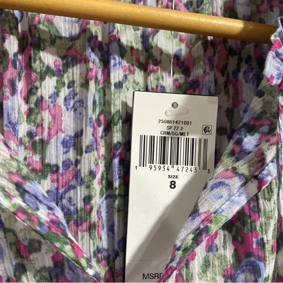 Ralph Lauren dress floral capped ruffled midi size 8 NEW - Picture 8 of 15